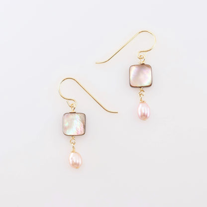 Abalone & Pink Pearl Earrings J.Mills Studio