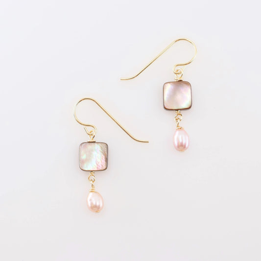 Abalone & Pink Pearl Earrings J.Mills Studio