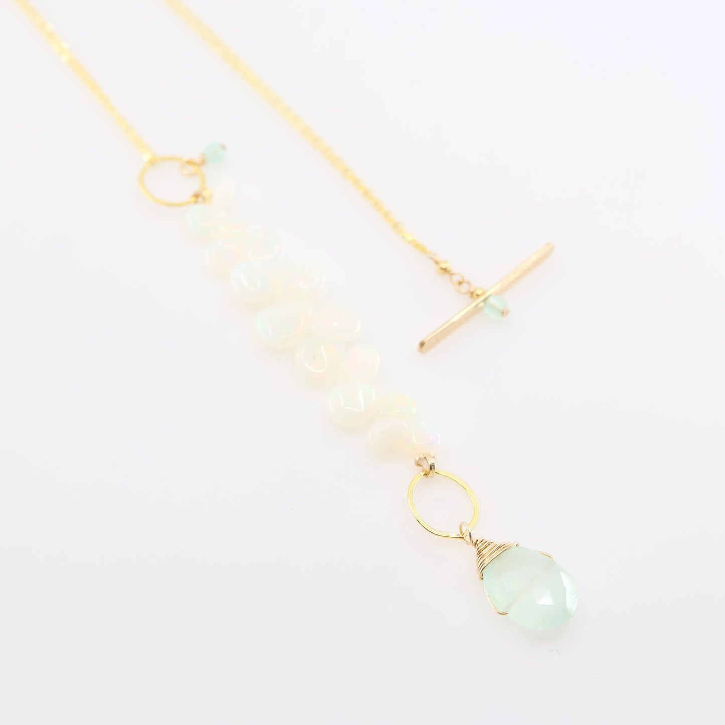 Ethiopian Opal and Aqua Chalcedony Toggle Clasp Necklace J. Mills Studio