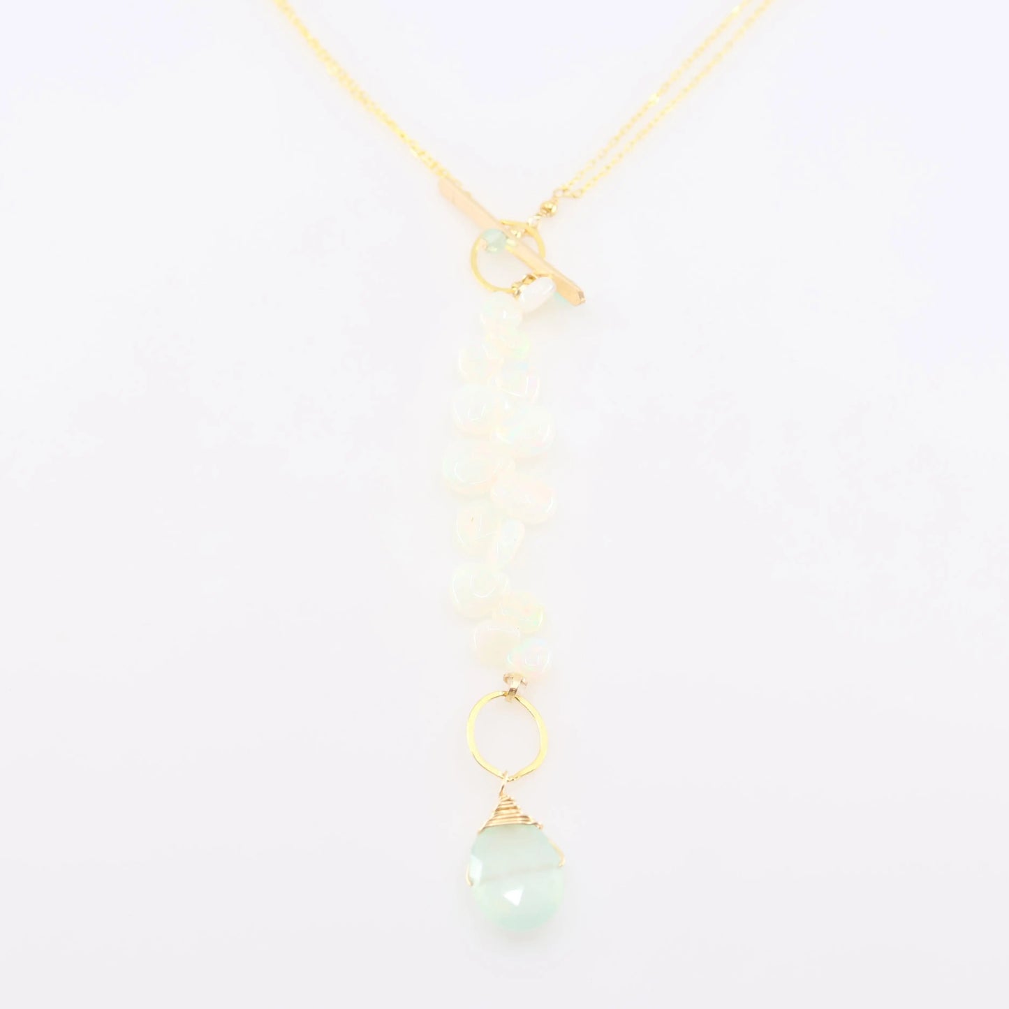 Ethiopian Opal and Aqua Chalcedony Toggle Clasp Necklace J. Mills Studio