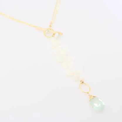 Ethiopian Opal and Aqua Chalcedony Toggle Clasp Necklace J. Mills Studio