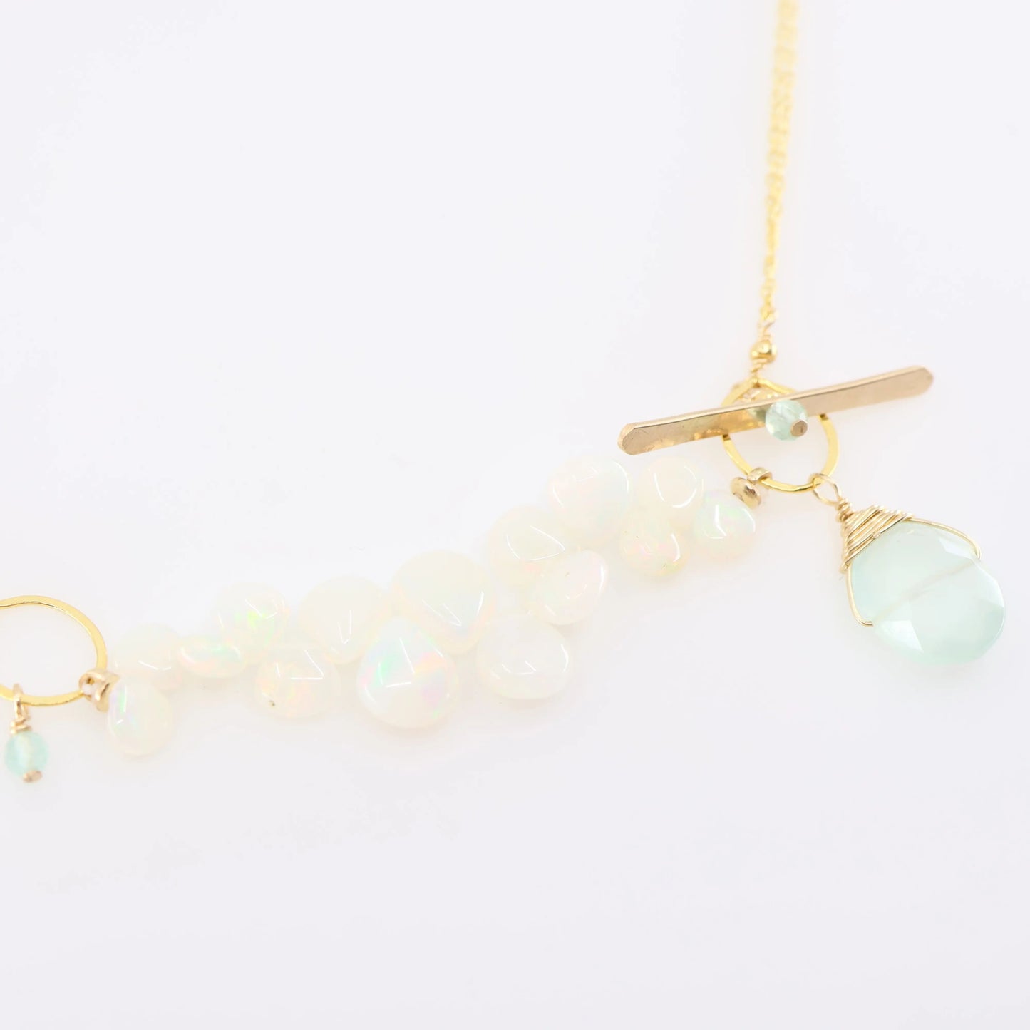 Ethiopian Opal and Aqua Chalcedony Toggle Clasp Necklace J. Mills Studio