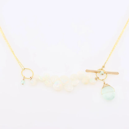 Ethiopian Opal and Aqua Chalcedony Toggle Clasp Necklace J. Mills Studio