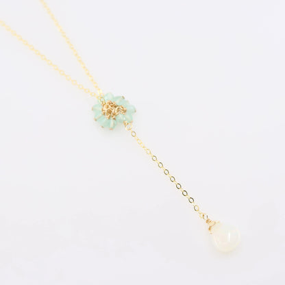 Delicate "Y" Shape Necklace with Mini Gemstone Cluster J.Mills Studio