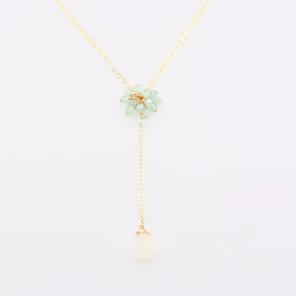 Delicate "Y" Shape Necklace with Mini Gemstone Cluster J.Mills Studio