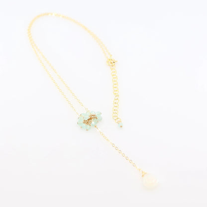 Delicate "Y" Shape Necklace with Mini Gemstone Cluster J.Mills Studio