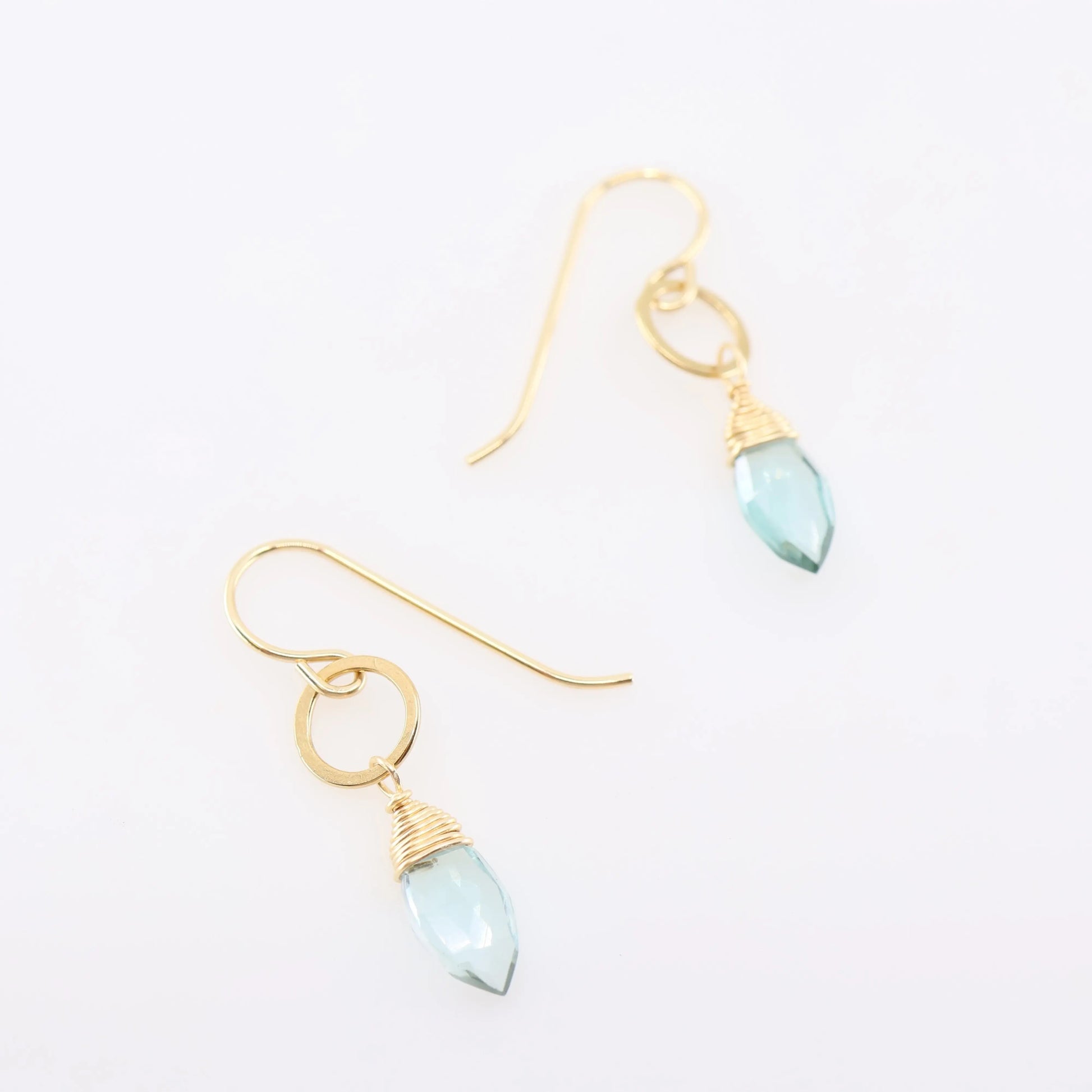 Tiny Circle Earrings with Aquamarine Gemstone J.Mills Studio