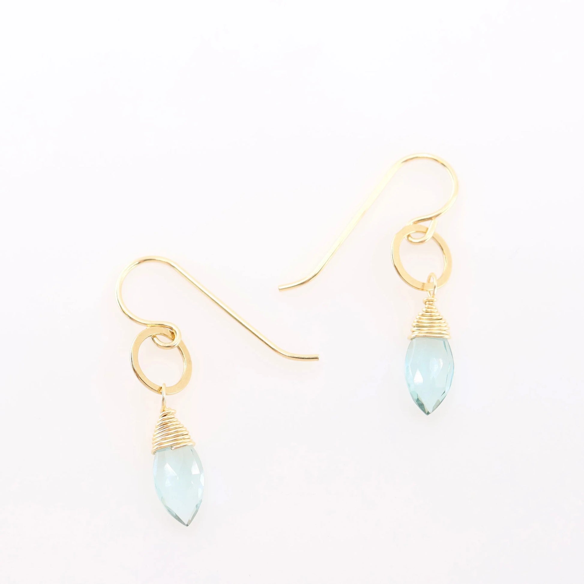 Tiny Circle Earrings with Aquamarine Gemstone J.Mills Studio