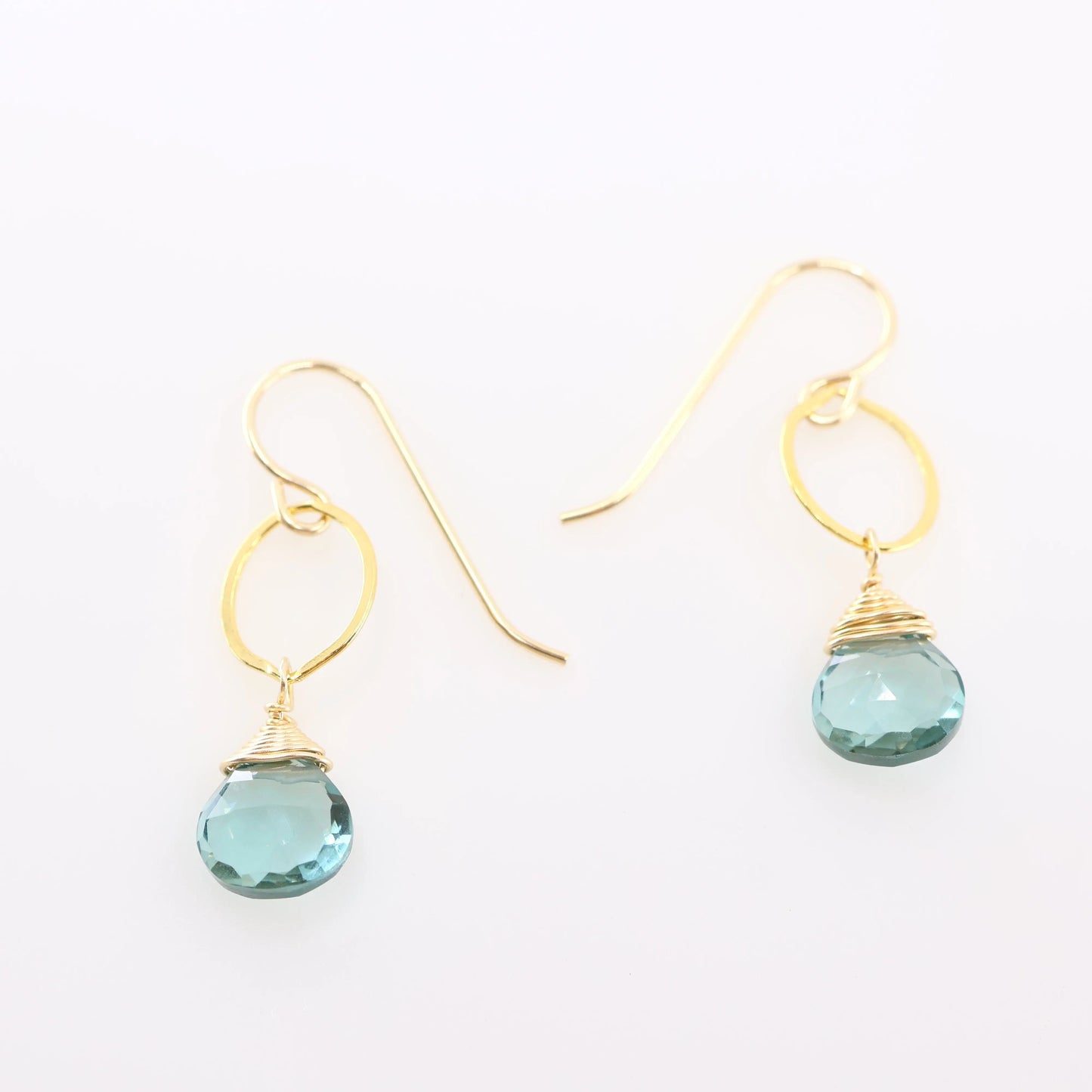 Oval Link Earrings with Aquamarine Teardrops J.Mills Studio