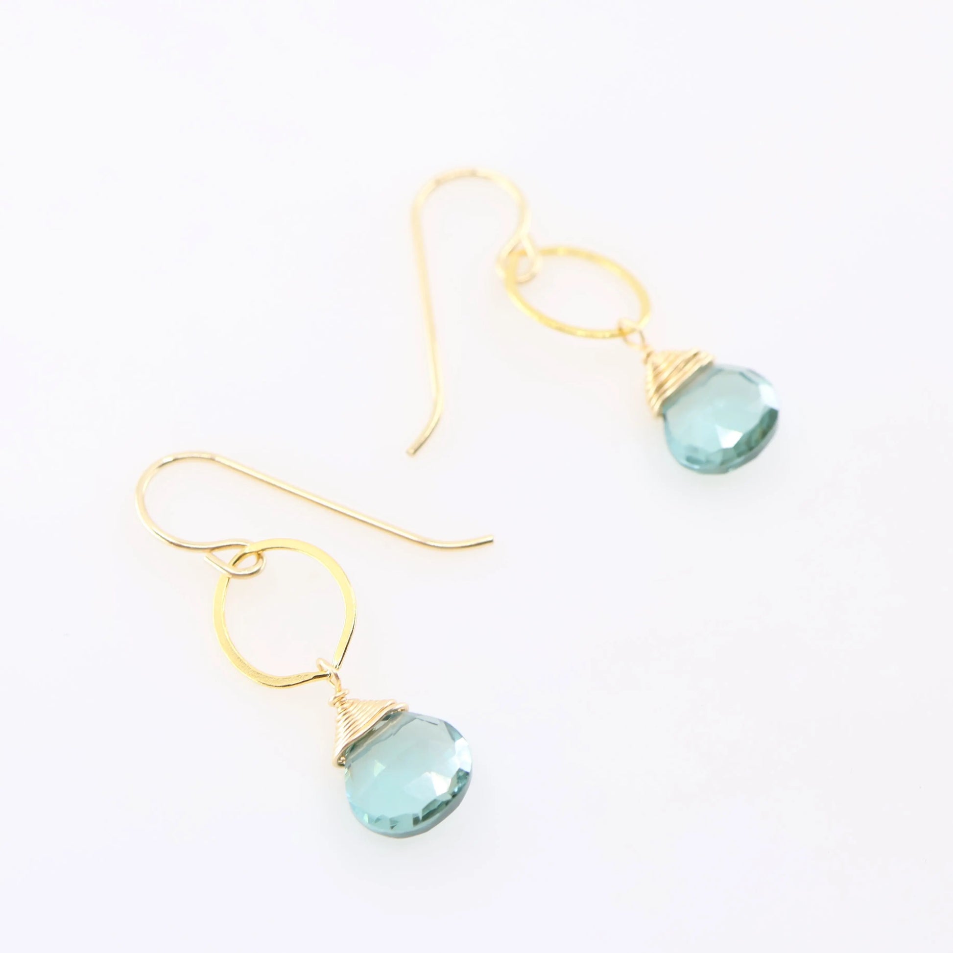 Oval Link Earrings with Aquamarine Teardrops J.Mills Studio