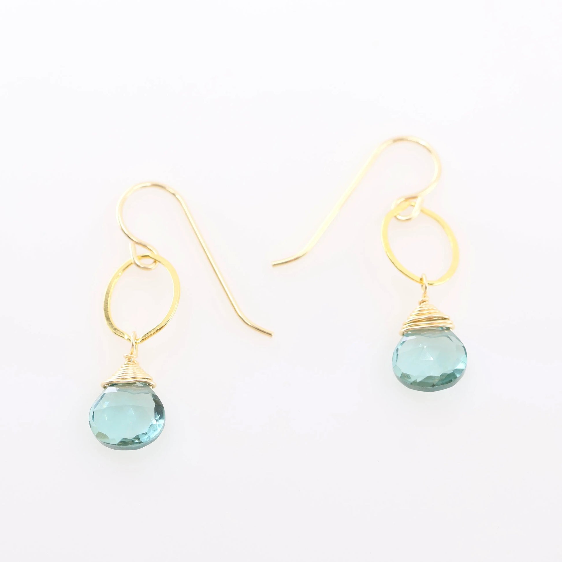 Oval Link Earrings with Aquamarine Teardrops J.Mills Studio