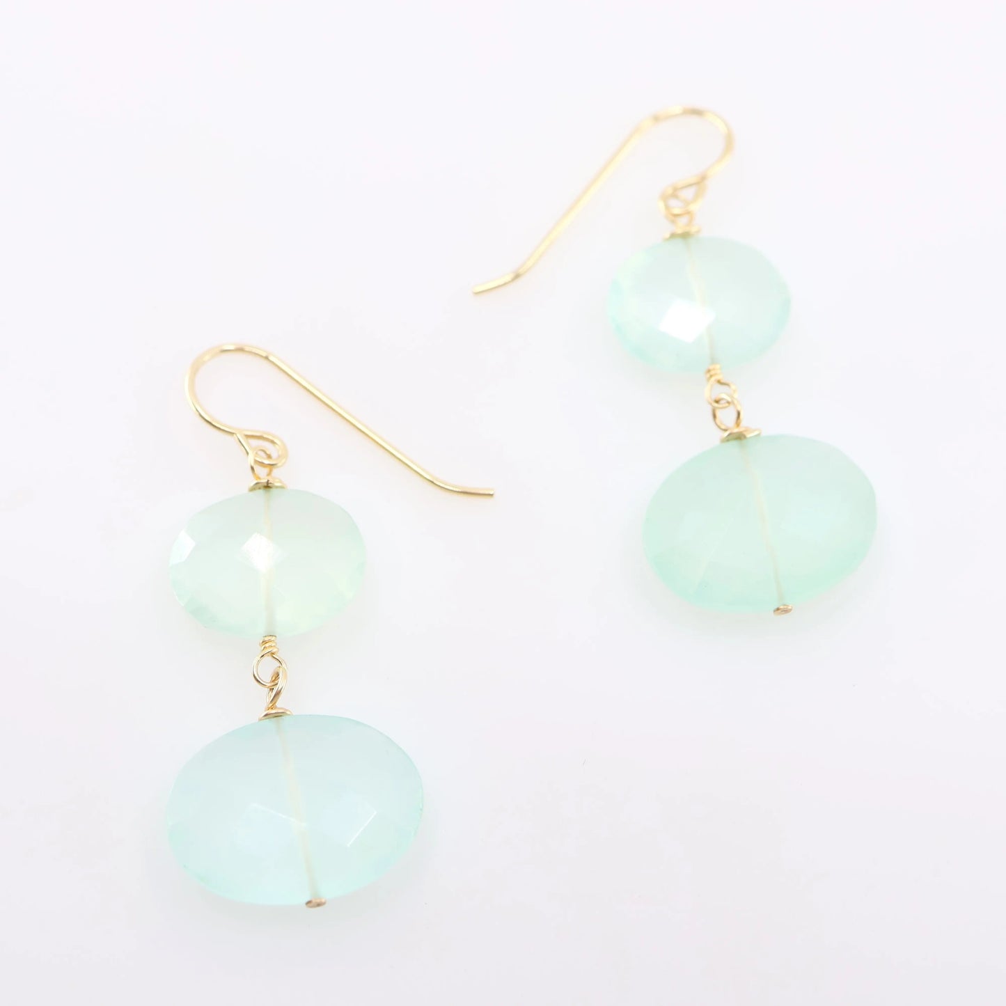 Aqua Chalcedony Oval Double Gemstone Earrings J.Mills Studio