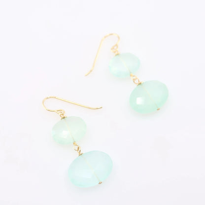 Aqua Chalcedony Oval Double Gemstone Earrings J.Mills Studio