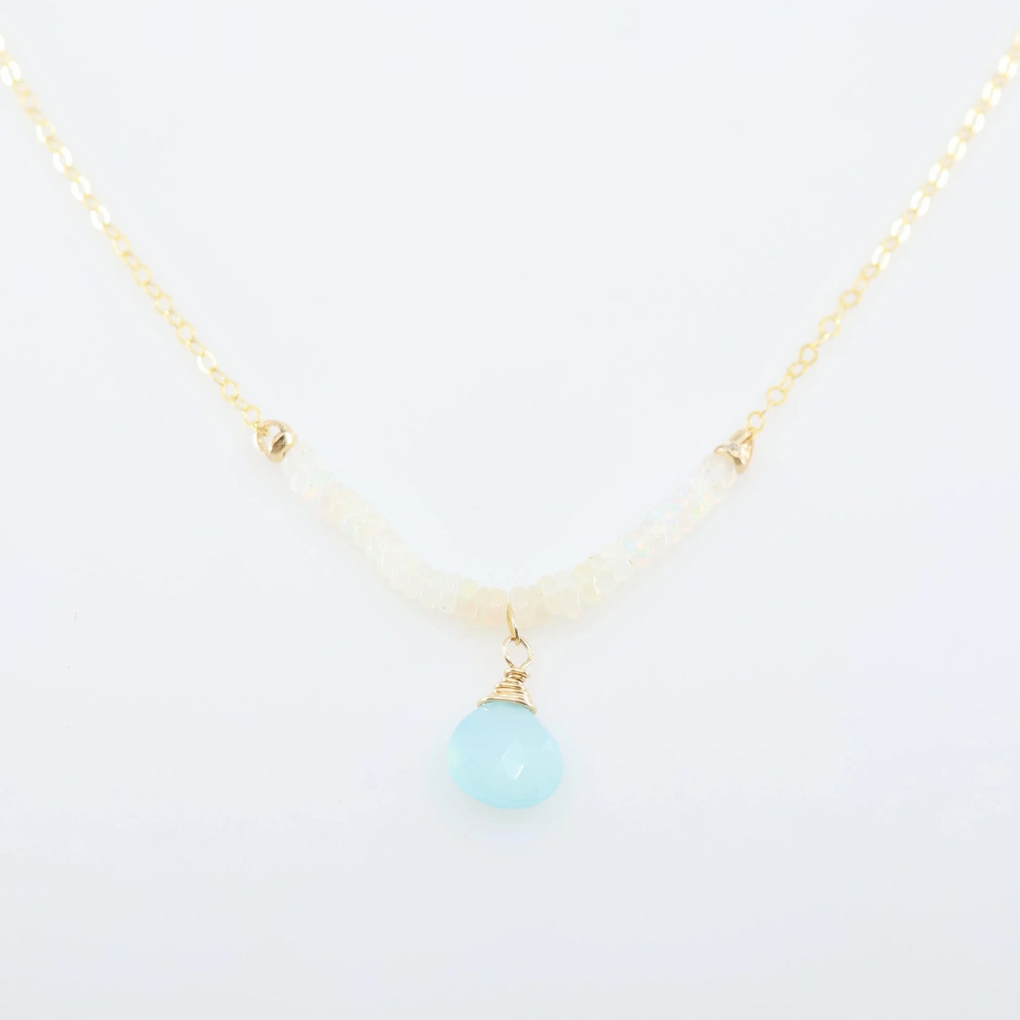 Ethiopian Opal Strand Necklace, with Aqua Chalcedony J.Mills Studio