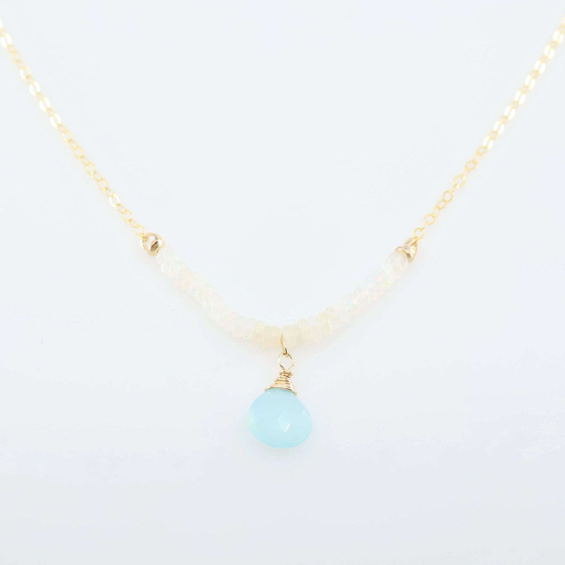 Ethiopian Opal Strand Necklace, with Aqua Chalcedony J.Mills Studio