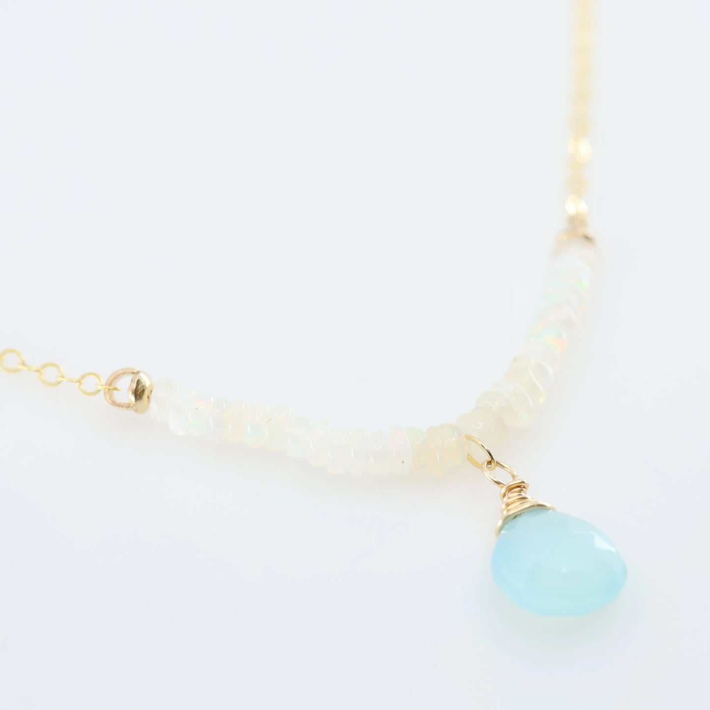 Ethiopian Opal Strand Necklace, with Aqua Chalcedony J.Mills Studio