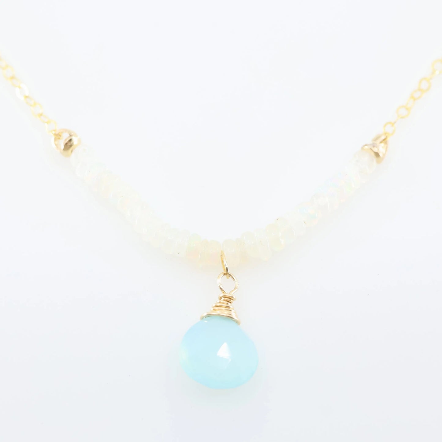 Ethiopian Opal Strand Necklace, with Aqua Chalcedony J.Mills Studio