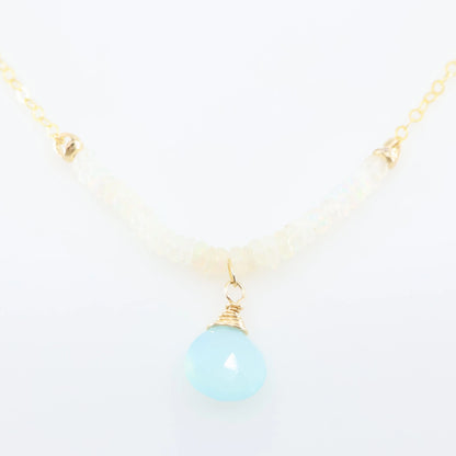 Ethiopian Opal Strand Necklace, with Aqua Chalcedony J.Mills Studio