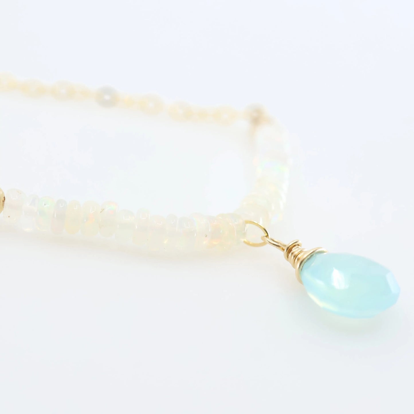 Ethiopian Opal Strand Necklace, with Aqua Chalcedony J.Mills Studio