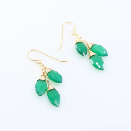 Green Onyx Triple Drop Earrings J. Mills Studio