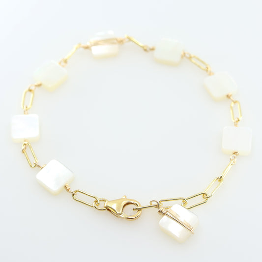 Mother of Pearl Bracelet with Forged Bar Accent J.Mills Studio