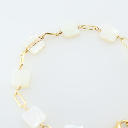 Mother of Pearl Bracelet with Forged Bar Accent J.Mills Studio