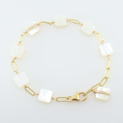 Mother of Pearl Bracelet with Forged Bar Accent J.Mills Studio