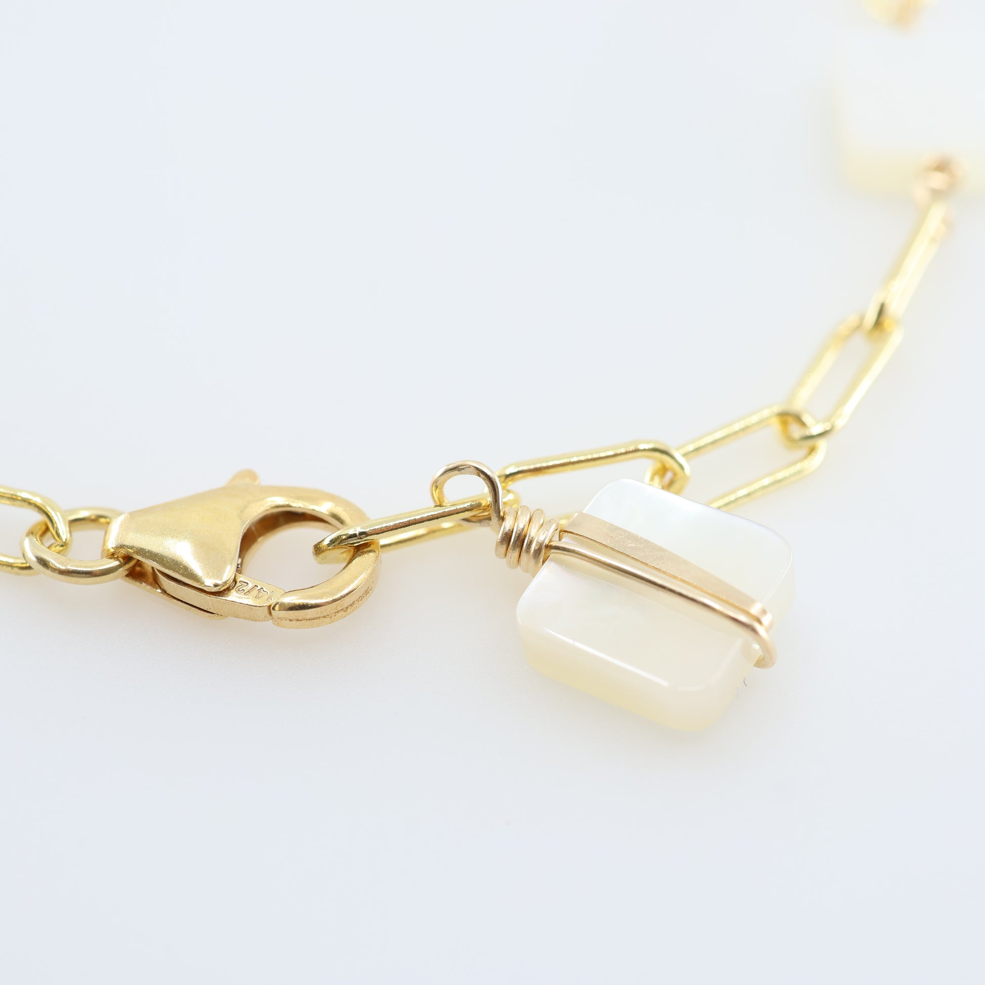 Mother of Pearl Bracelet with Forged Bar Accent J.Mills Studio