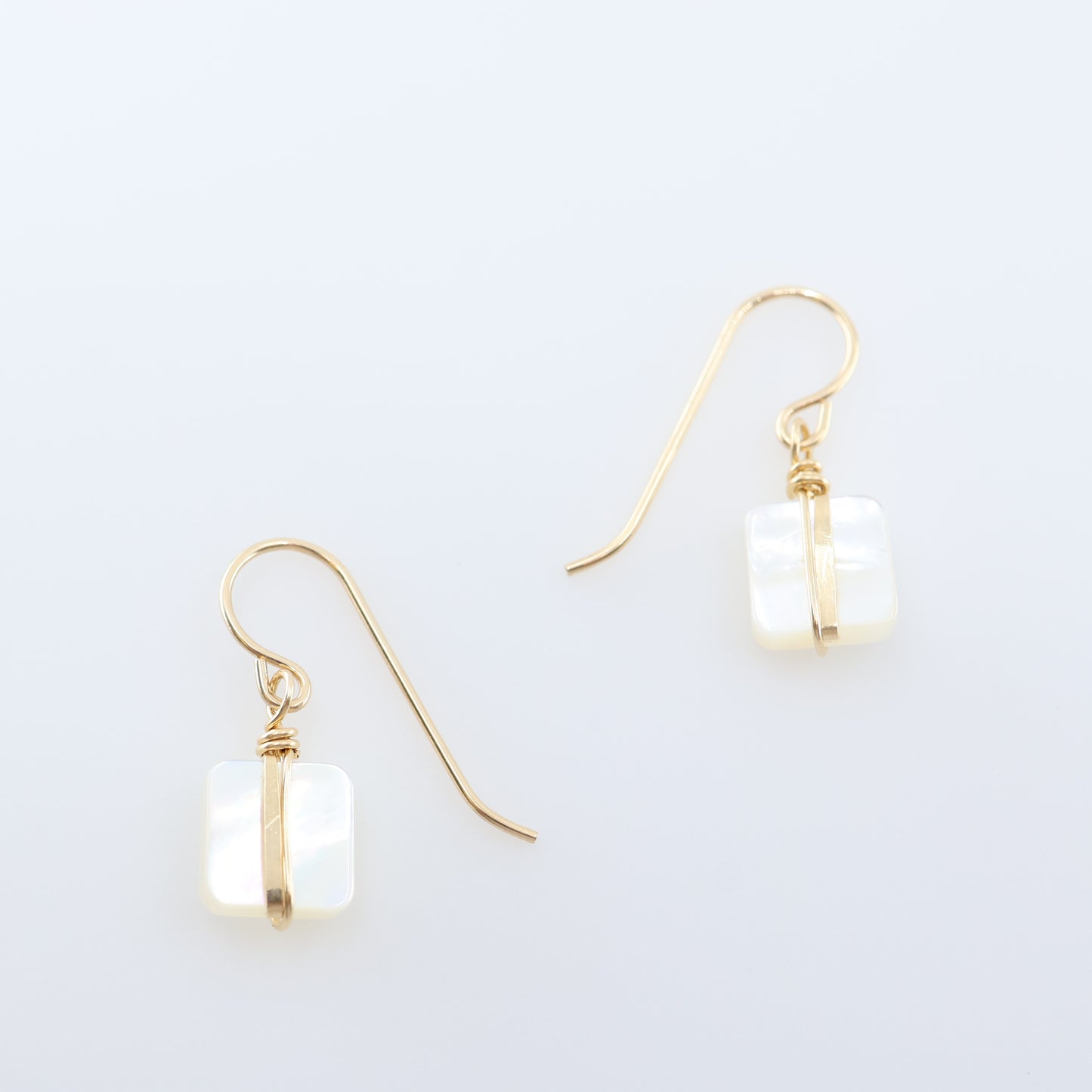 Mother of Pearl Earrings with Forged Bar Accent J.Mills Studio