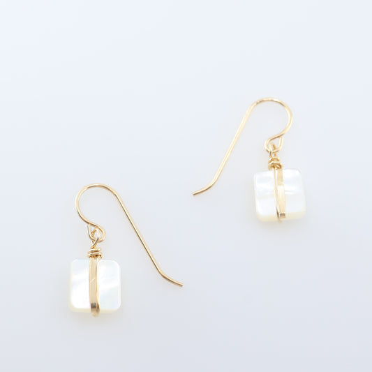 Mother of Pearl Earrings with Forged Bar Accent J.Mills Studio