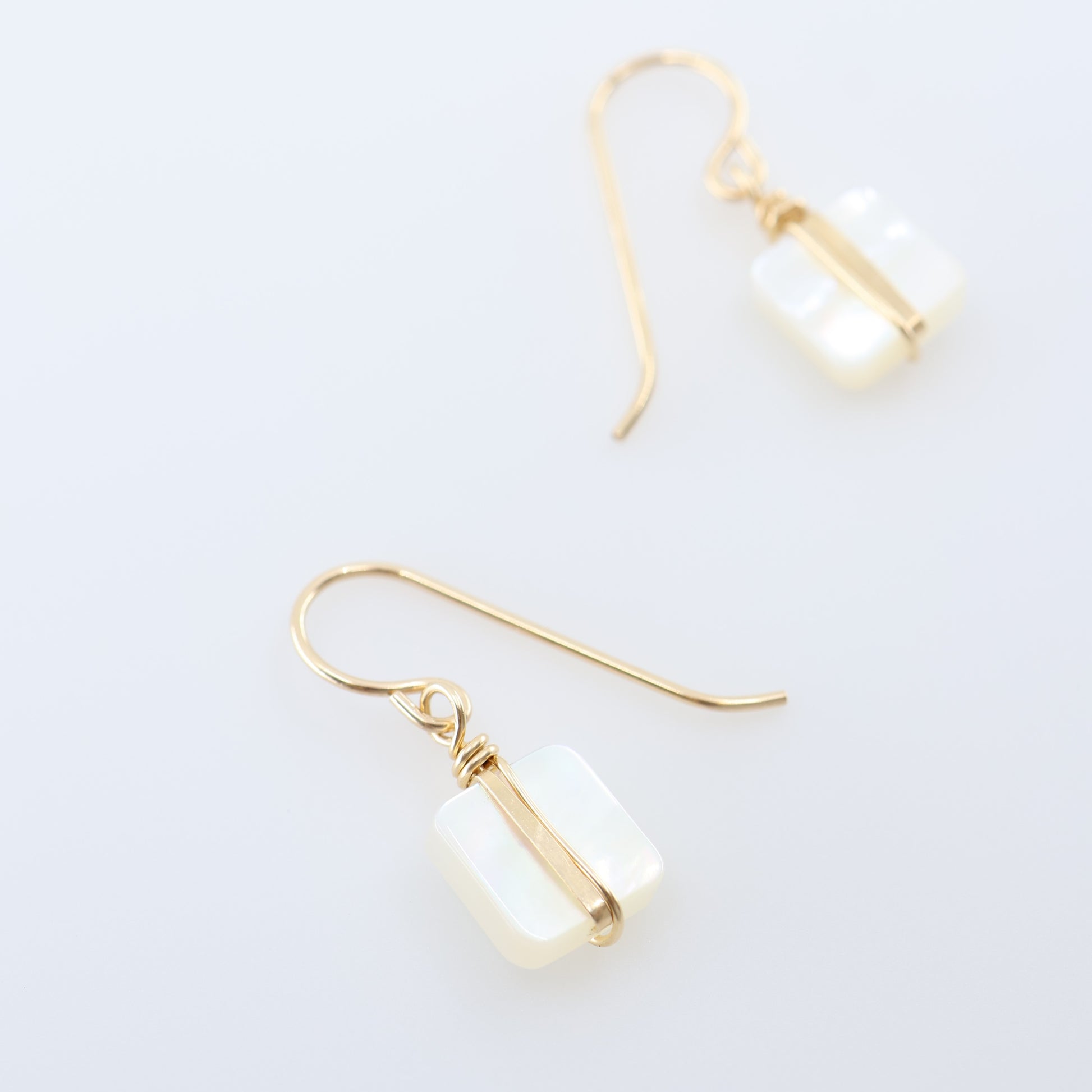 Mother of Pearl Earrings with Forged Bar Accent J.Mills Studio