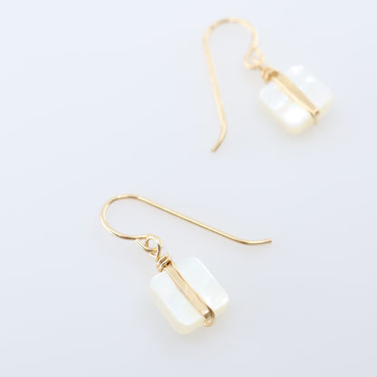 Mother of Pearl Earrings with Forged Bar Accent J.Mills Studio