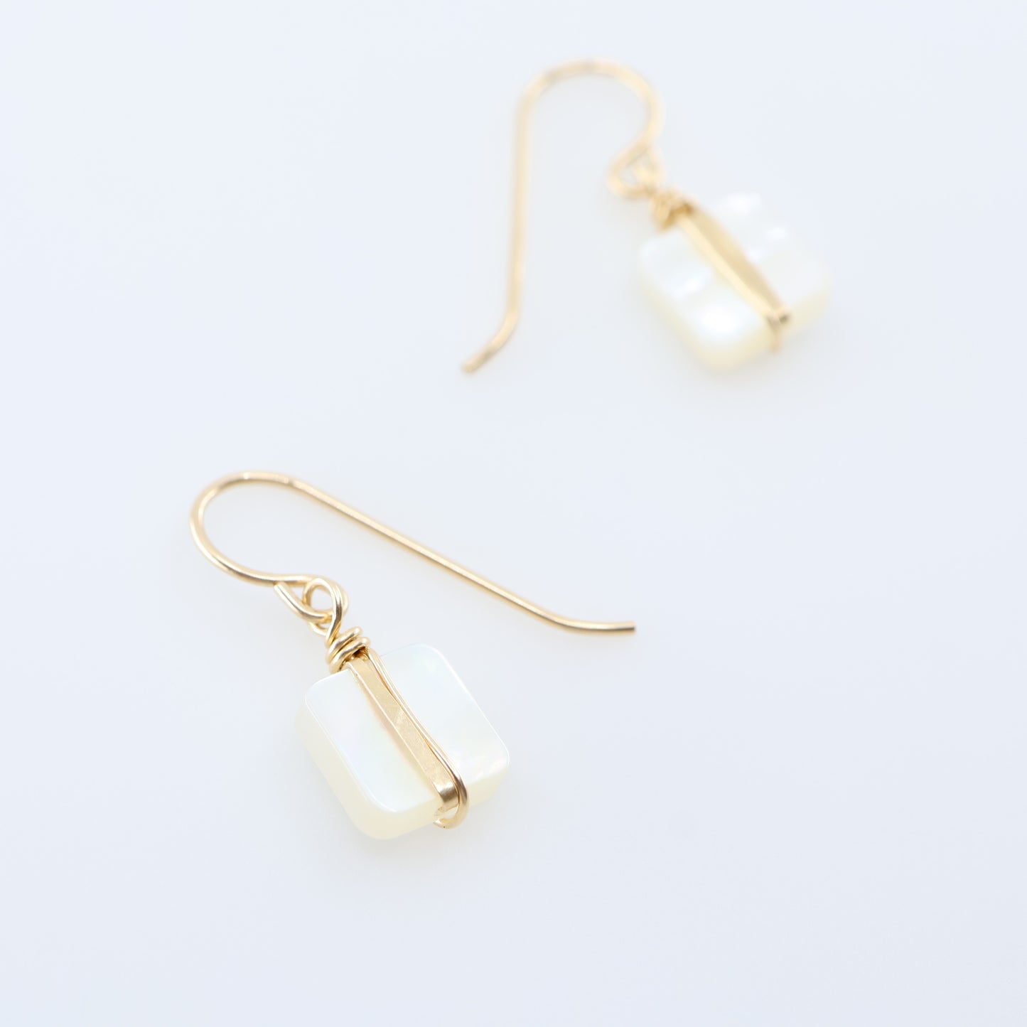 Mother of Pearl Earrings with Forged Bar Accent J.Mills Studio