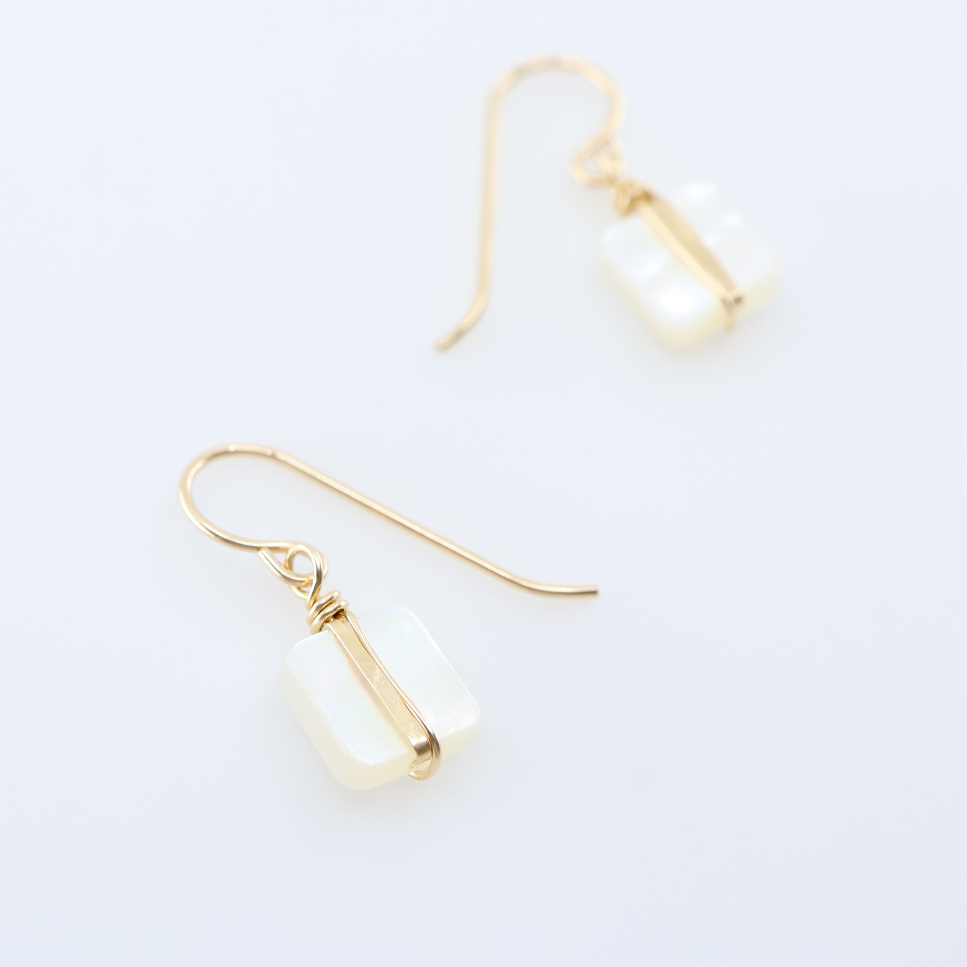 Mother of Pearl Earrings with Forged Bar Accent J.Mills Studio