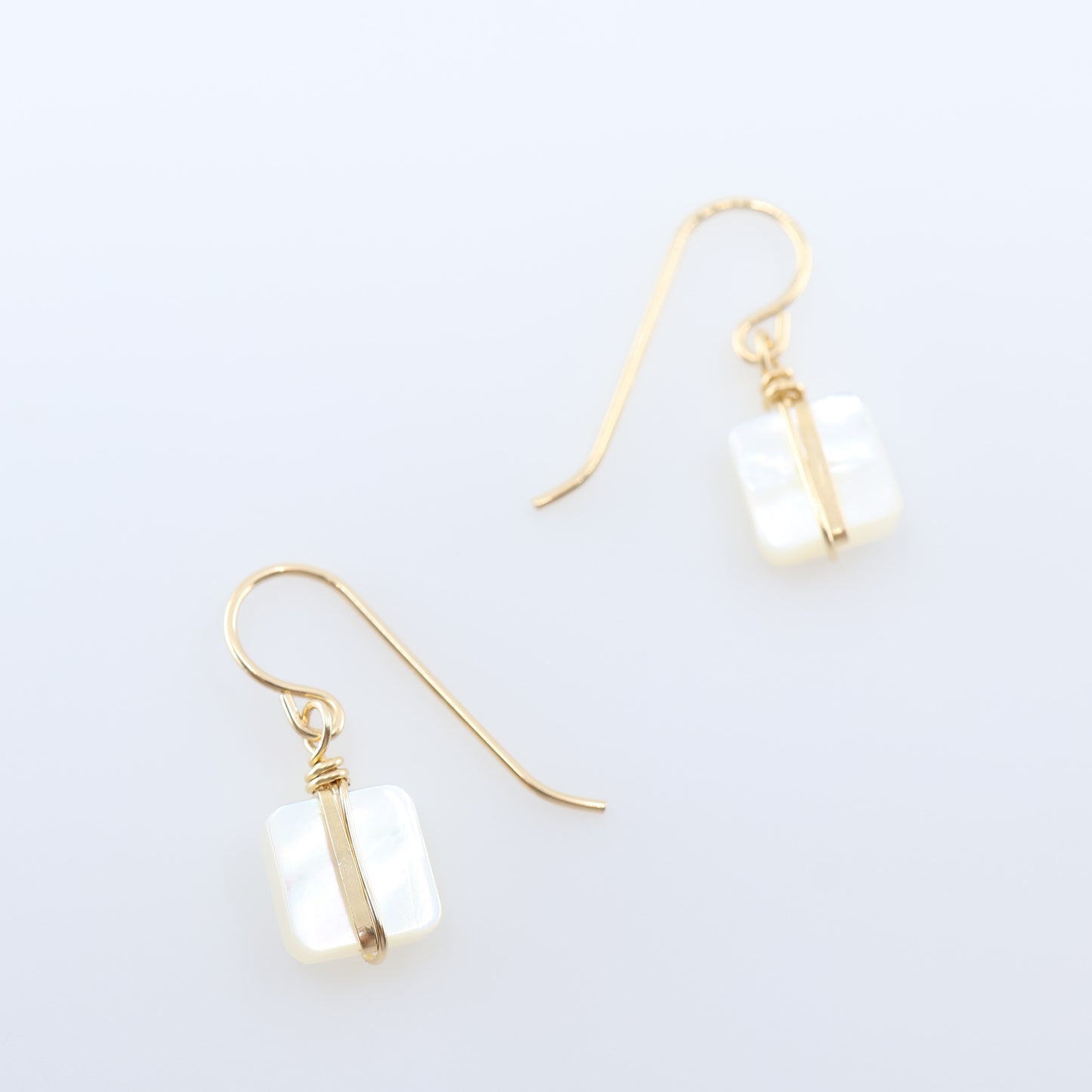 Mother of Pearl Earrings with Forged Bar Accent J.Mills Studio