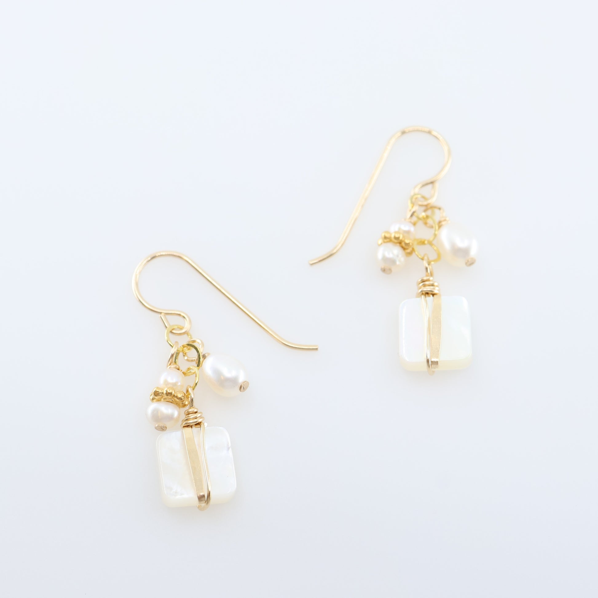 Mother of Pearl and Freshwater Pearl Cluster Earrings J.Mills Studio