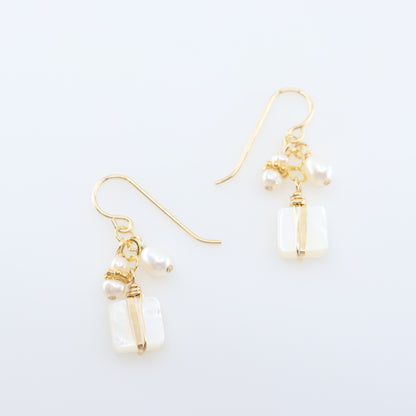 Mother of Pearl and Freshwater Pearl Cluster Earrings J.Mills Studio