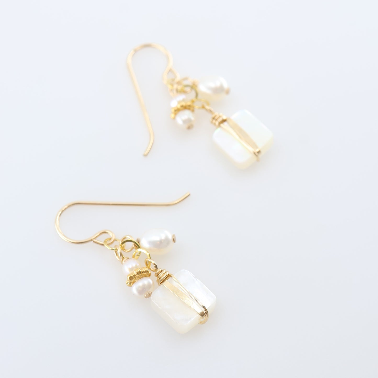 Mother of Pearl and Freshwater Pearl Cluster Earrings J.Mills Studio