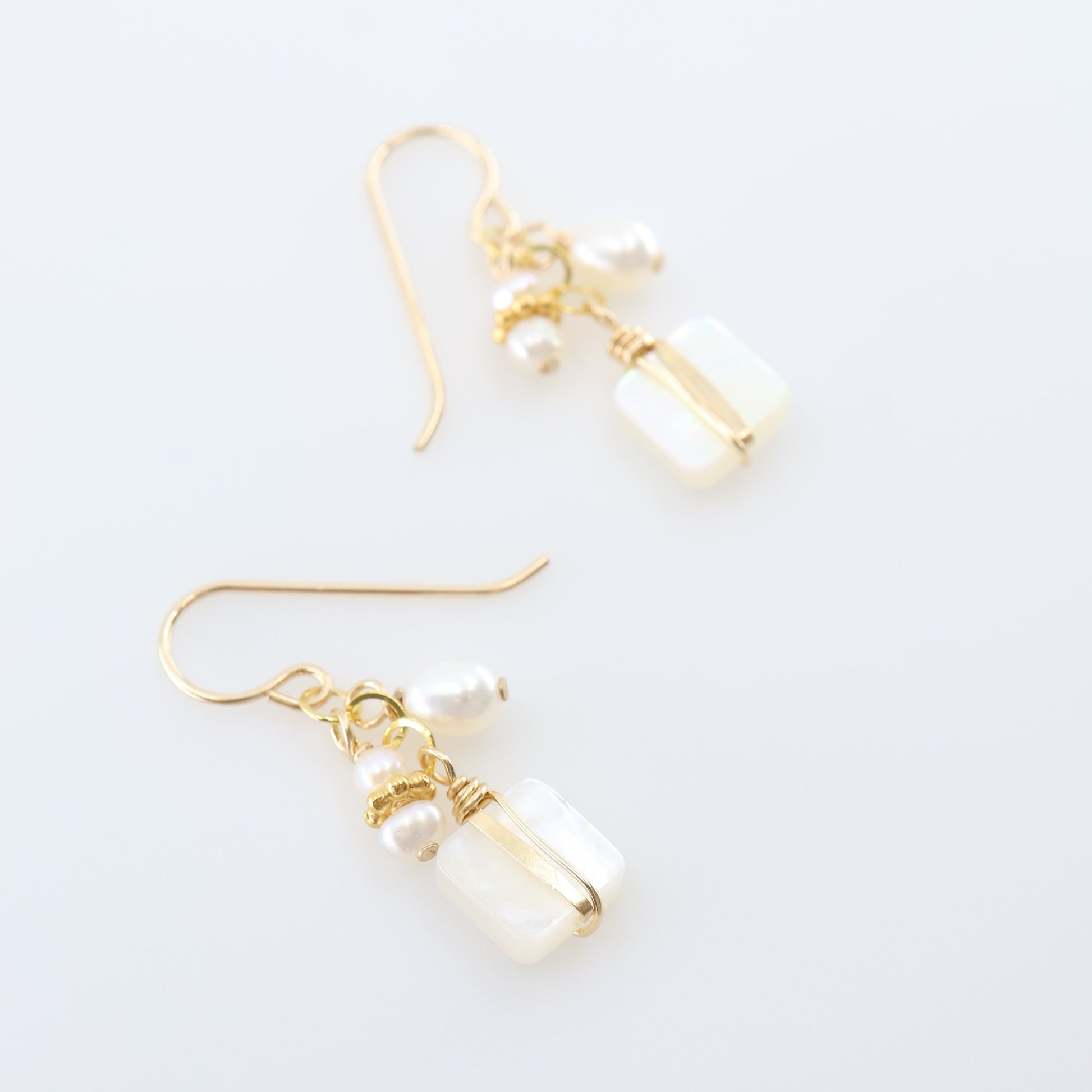 Mother of Pearl and Freshwater Pearl Cluster Earrings J.Mills Studio