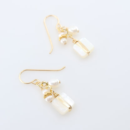 Mother of Pearl and Freshwater Pearl Cluster Earrings J.Mills Studio