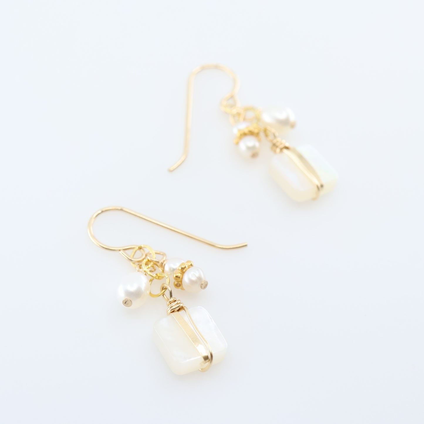 Mother of Pearl and Freshwater Pearl Cluster Earrings J.Mills Studio