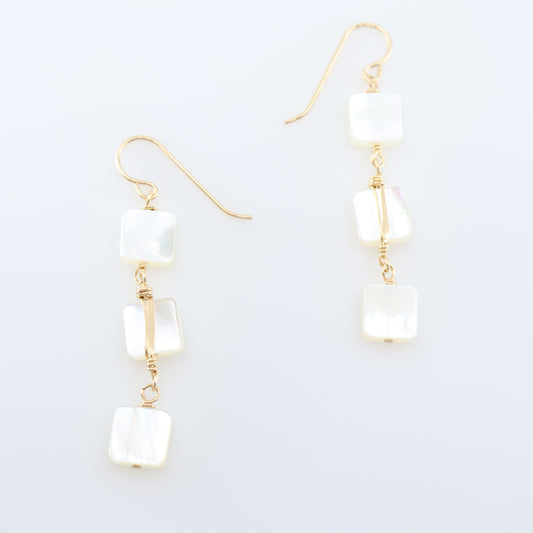 Mother of Pearl Triple Drop Earrings J.Mills Studio