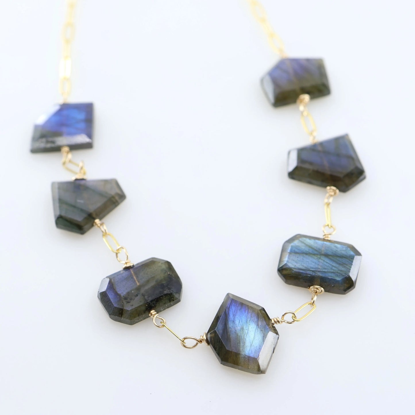 7 Drop Faceted Labradorite Necklace J.Mills Studio