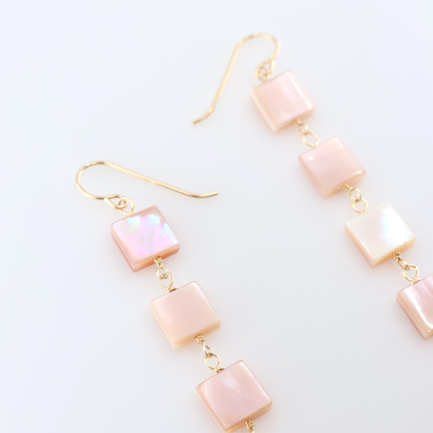 Pink Abalone Square Drop Earrings J.Mills Studio