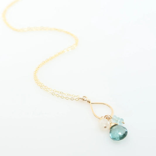 Forged Teardrop, Aquamarine & Ethiopian Opal Gemstone Necklace J.Mills Studio