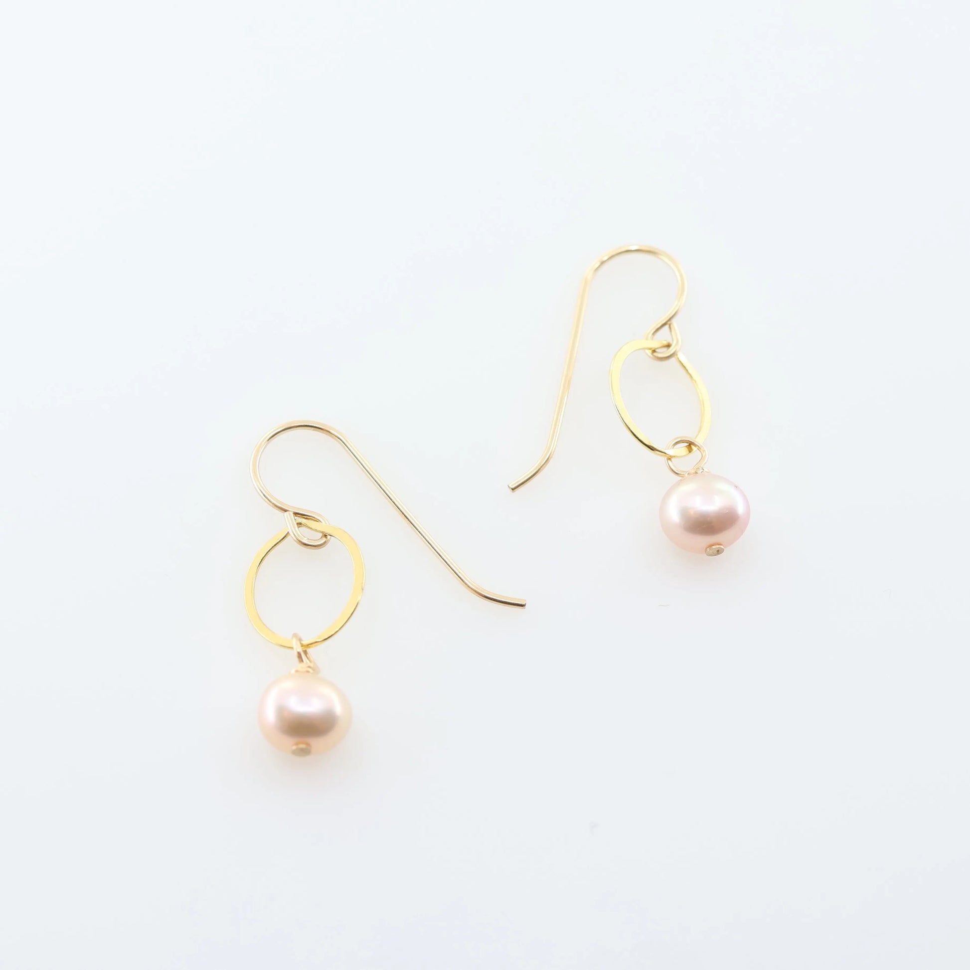 Oval Link Earrings with Small Pink Pearl J.Mills Studio