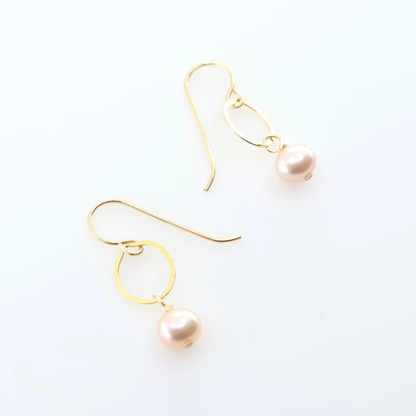 Oval Link Earrings with Small Pink Pearl J.Mills Studio