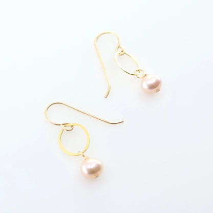 Oval Link Earrings with Small Pink Pearl J.Mills Studio