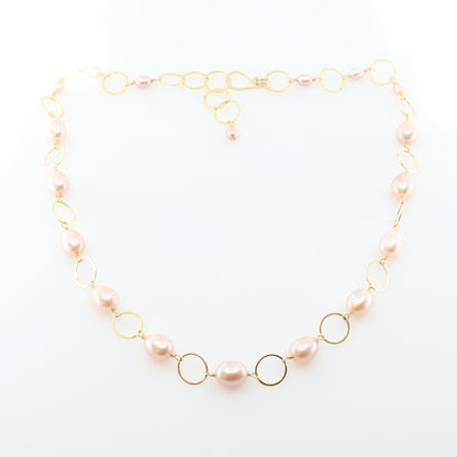 Large Pink Rice Pearl Necklace