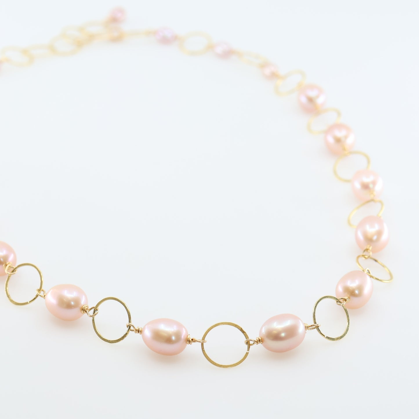 Large Pink Rice Pearl Necklace